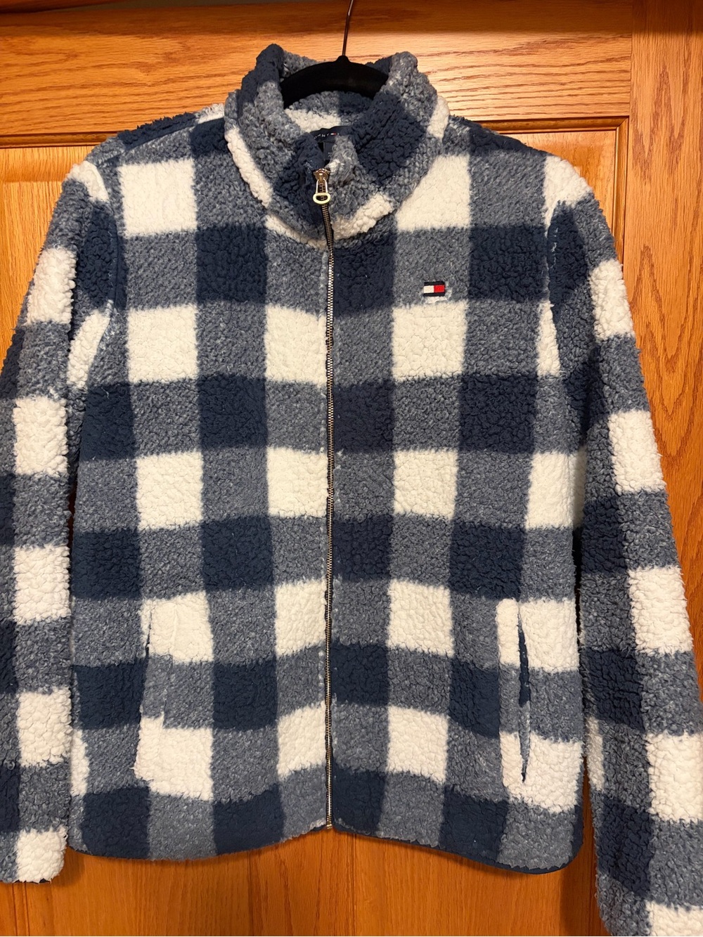 Tommy Hilfiger Women's Navy & White Check Sherpa Jacket